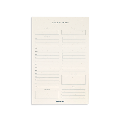 Simple Self Daily Planner Notepad with checkboxes and time slots for organization