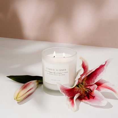 ETERNAL SUMMER | Stargazer Lily and Ocean Pine All Natural Coconut Wax Candle | 11 Ounce - Wellaine