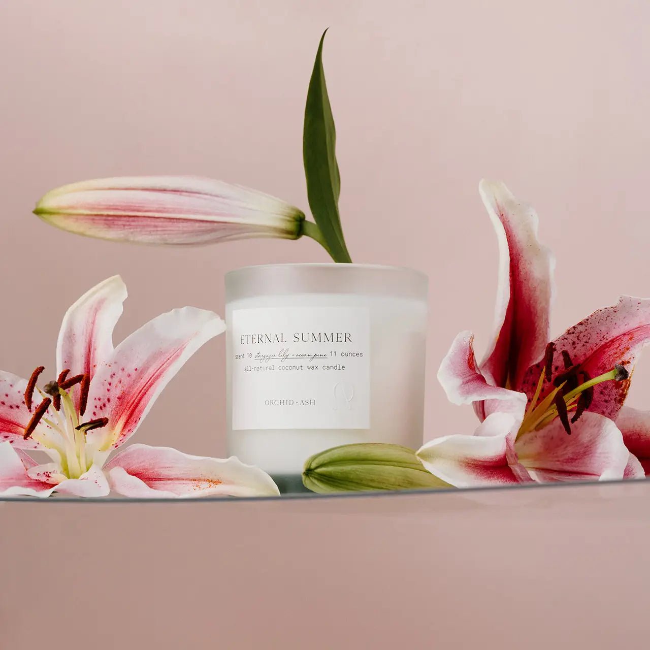 ETERNAL SUMMER | Stargazer Lily and Ocean Pine All Natural Coconut Wax Candle | 11 Ounce - Wellaine