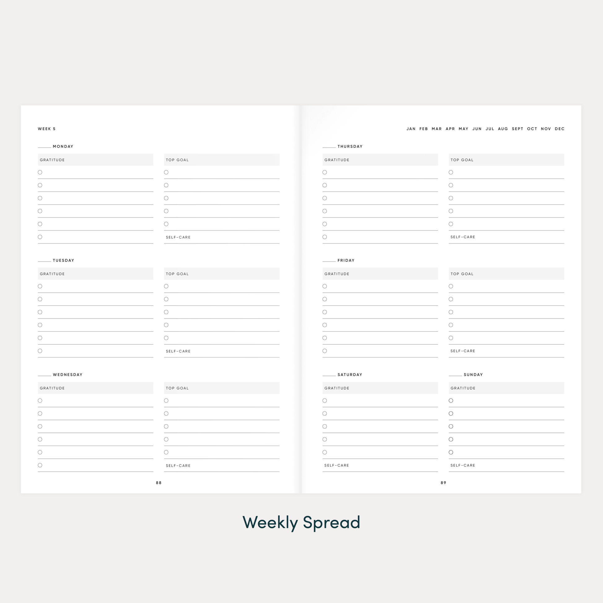 The Self Care Planner | Weekly Edition | Sustainably Printed - Wellaine